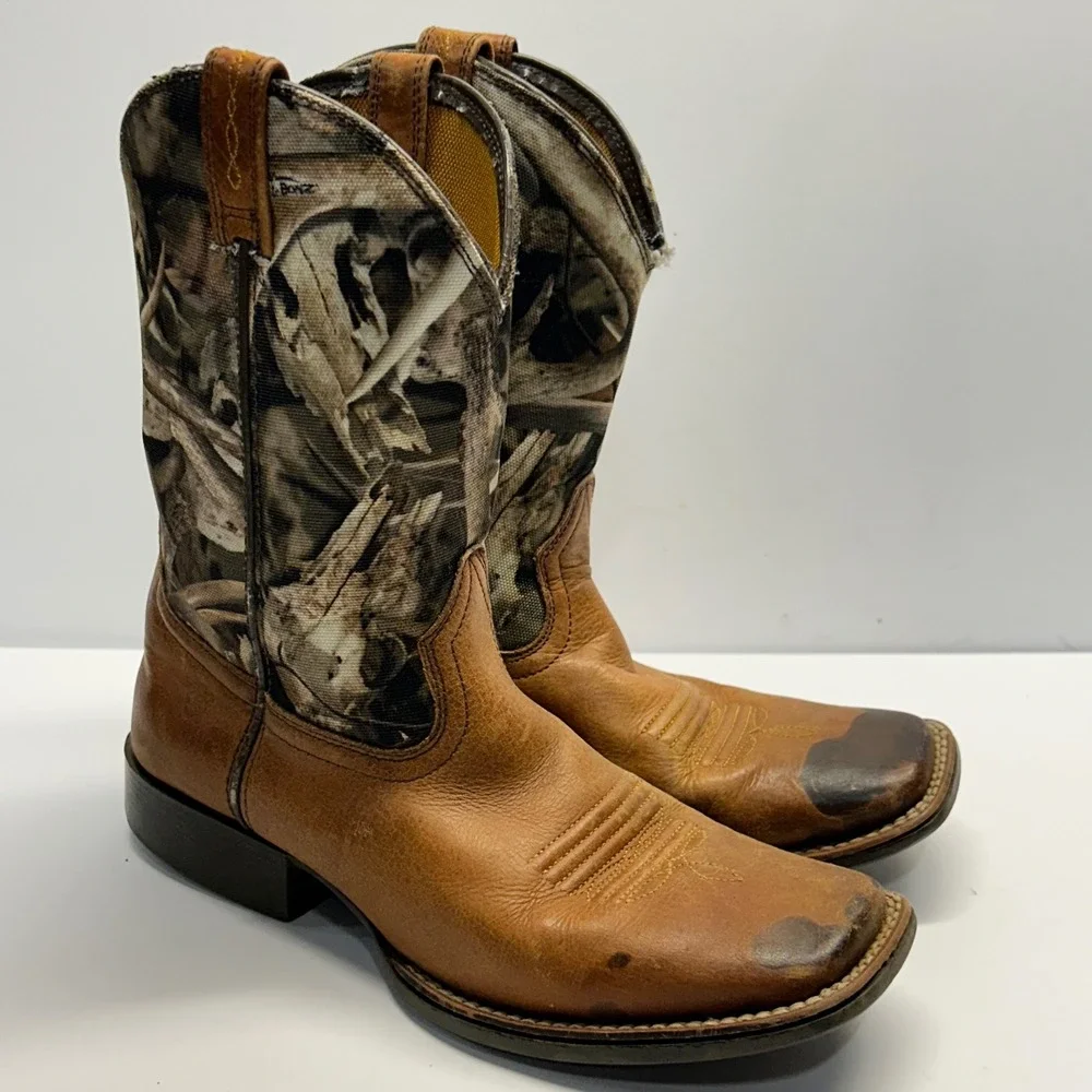 Ariat Sport Western Boots Brown Camo Youth 5 Square Toe RealTree 10015389